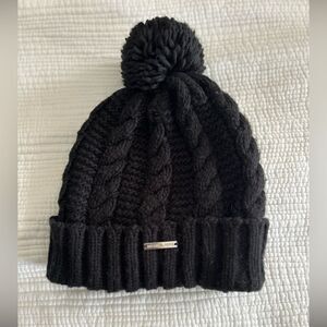 Michael Kors Women’s Black Chunky Knit Pom Pom Hat